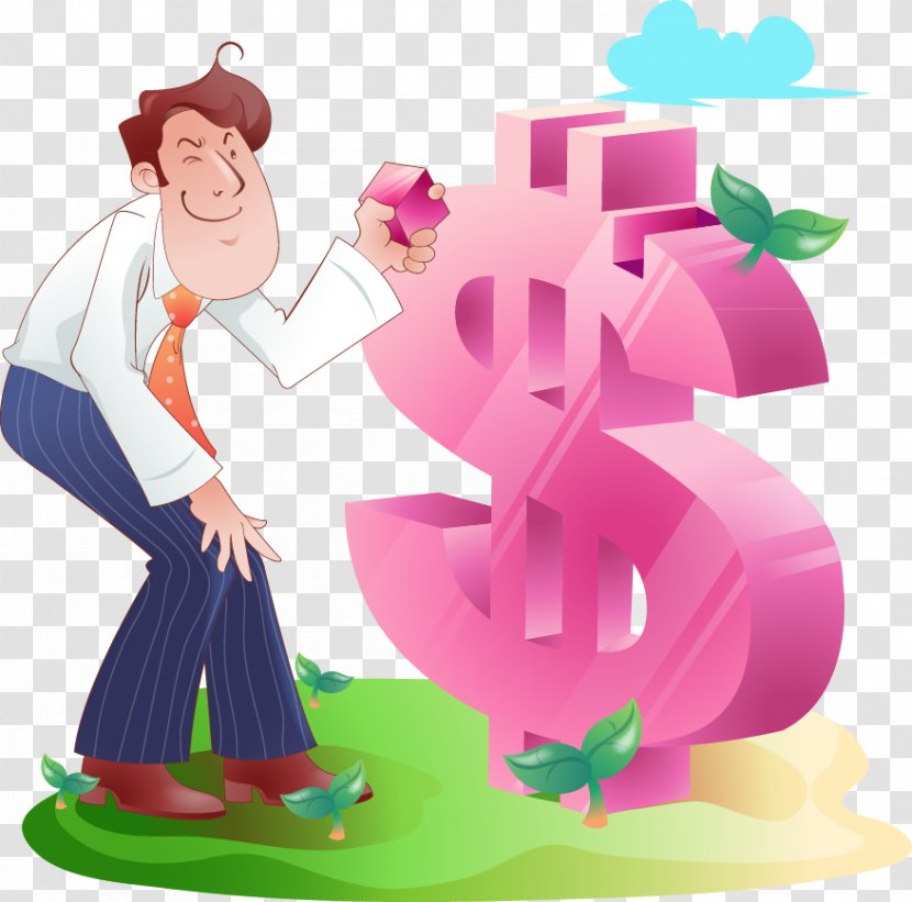 Cartoon Download Illustration - Comics - Vector Man And Dollar Transparent PNG