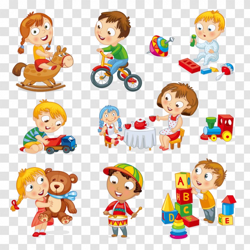 Child Toy Play Cartoon - Silhouette - Vector Playing With Toys Transparent PNG