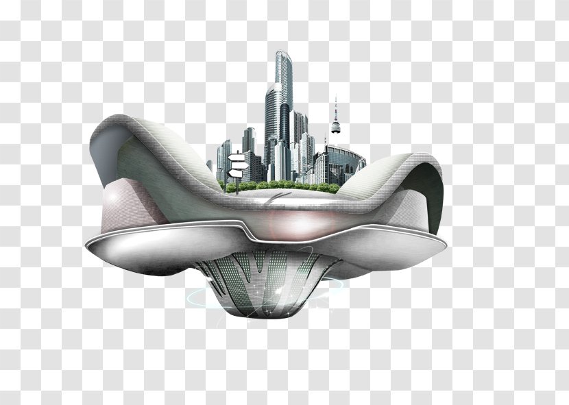Download Spacecraft Illustration - Automotive Design - Creative UFO City Transparent PNG