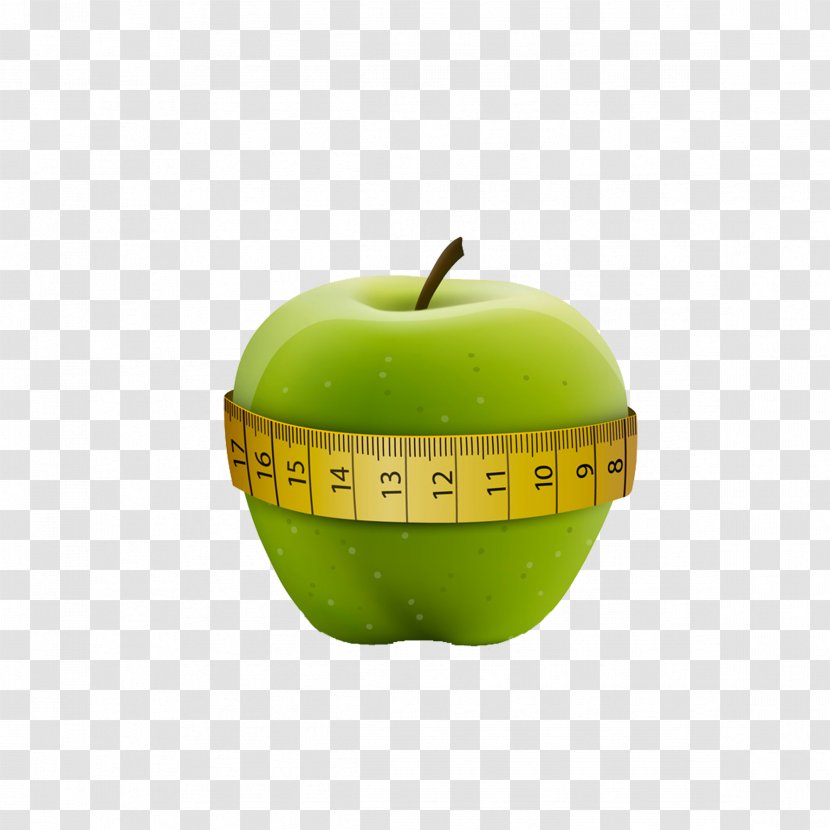 Tape Measure Apple Measurement Calorie - Tool - Measuring Around Green Transparent PNG