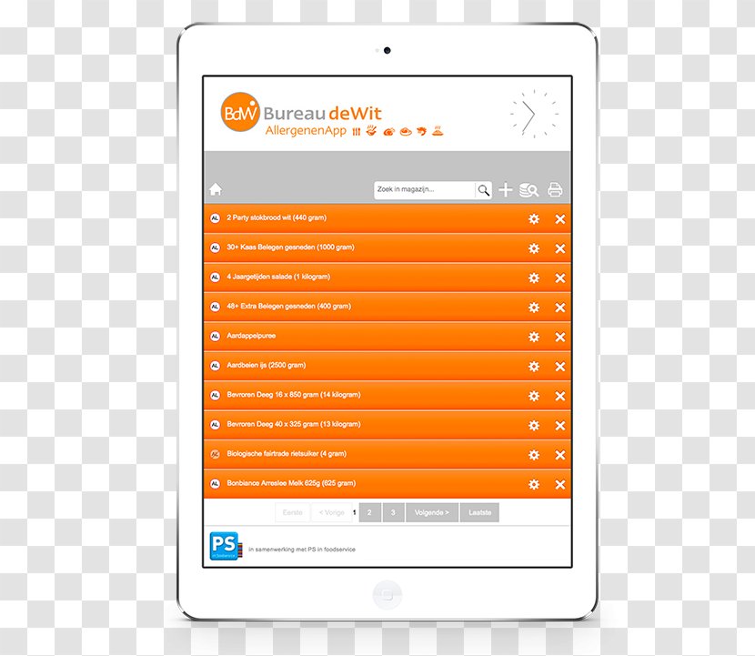 Koninklijke Horeca Netherlands Bureau De Wit Allergen Orange S.A. Mobile App - Brand - Spa Landing Page Transparent PNG