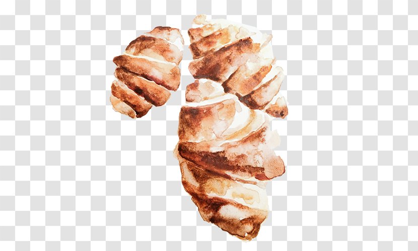 Croissant Bread Gyu-Kaku Danish Pastry Vietnamese Cuisine - Fried Food - Hand-painted Croissants Transparent PNG