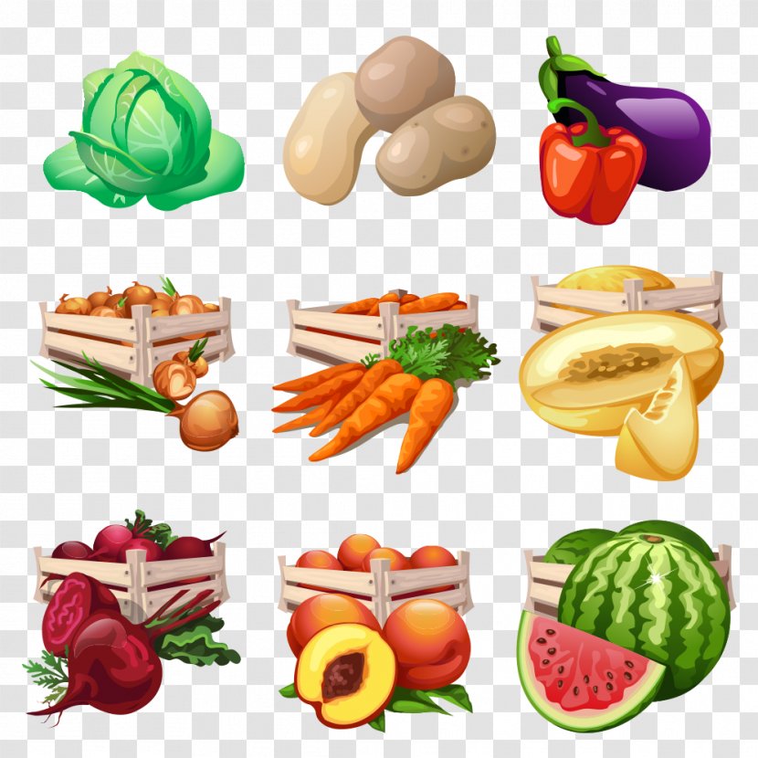 Vegetable Fruit Watermelon Illustration - Food Group - Cartoon Fruits And Vegetables Transparent PNG