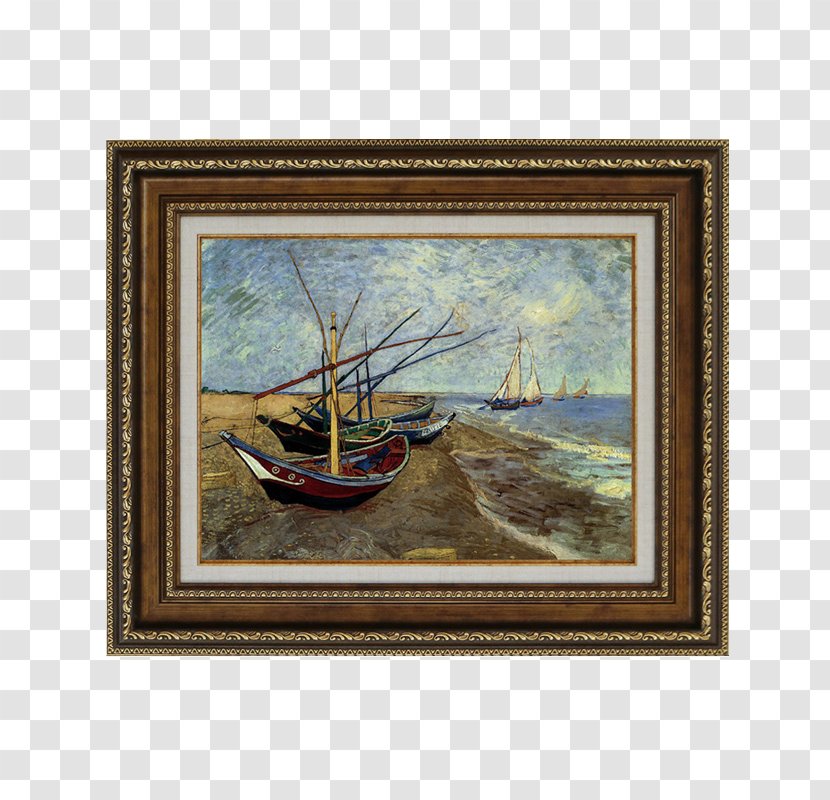 Van Gogh Museum Almond Blossoms Saintes-Maries-de-la-Mer Self-portrait Fishing Boats On The Beach At Saintes-Maries - Selfportrait - Sailing Oil Painting Material Transparent PNG