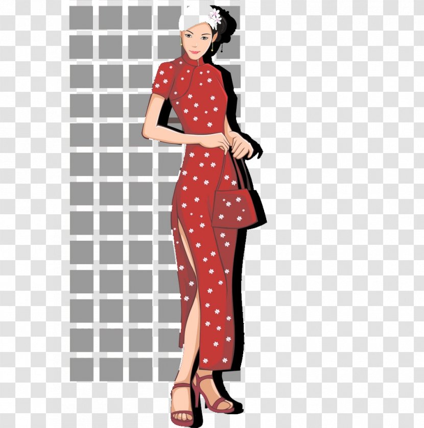 Paper Sticker Label Wall Decal Adhesive - Clothing - In Front Of The Cheongsam Woman Transparent PNG