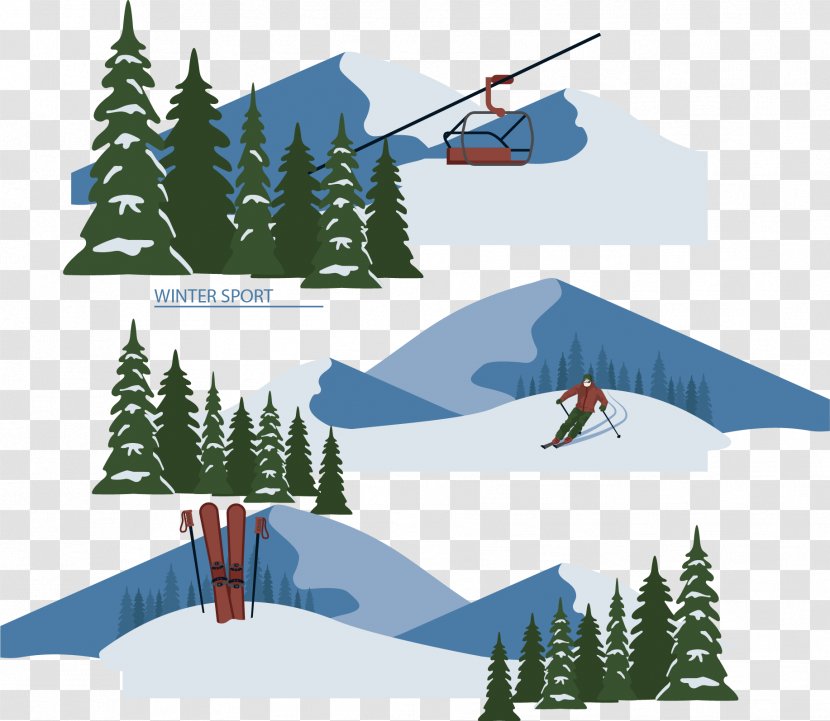 Alpine Skiing - Ski Resort - Vector Transparent PNG