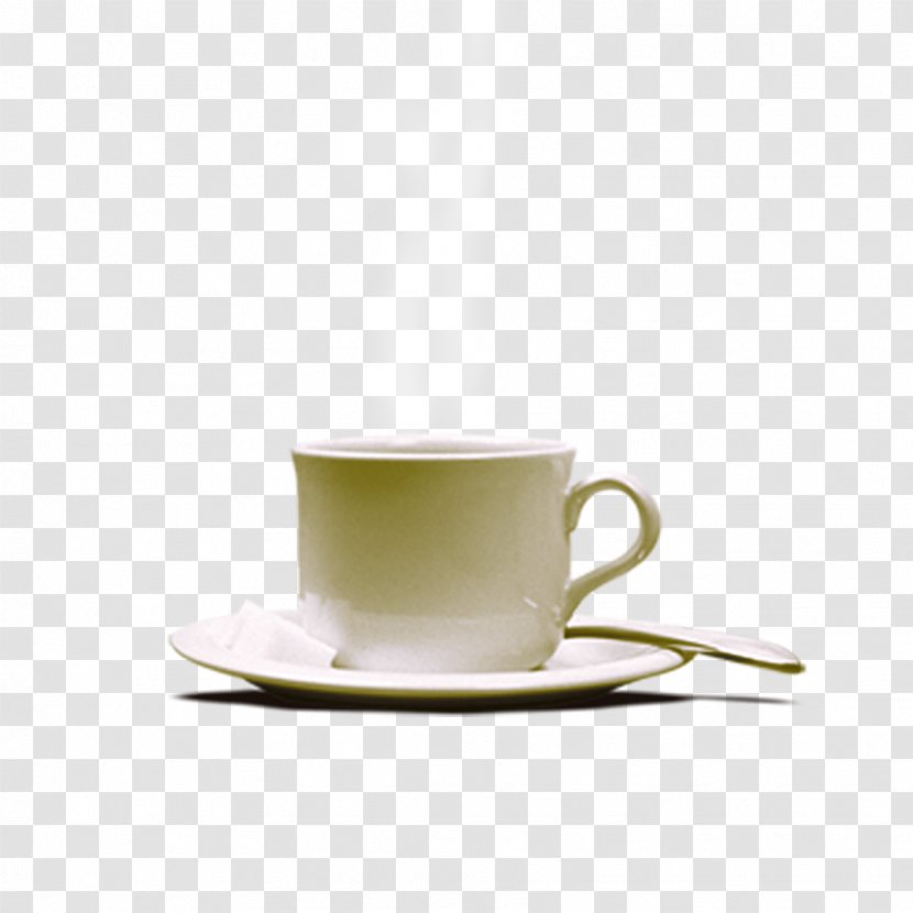 Espresso White Coffee Cup - Saucer Transparent PNG