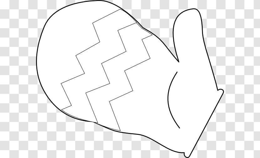 Black And White Thumb Line Art Clip - Monochrome - Mitten Cliparts Transparent PNG
