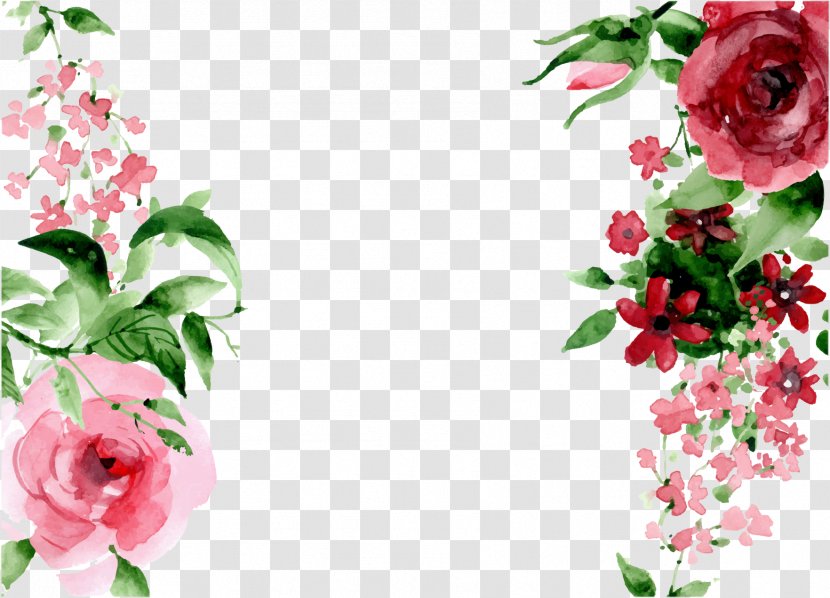 Pixel Watercolor Painting - Rose Family - Hand Drawn Flowers Transparent PNG