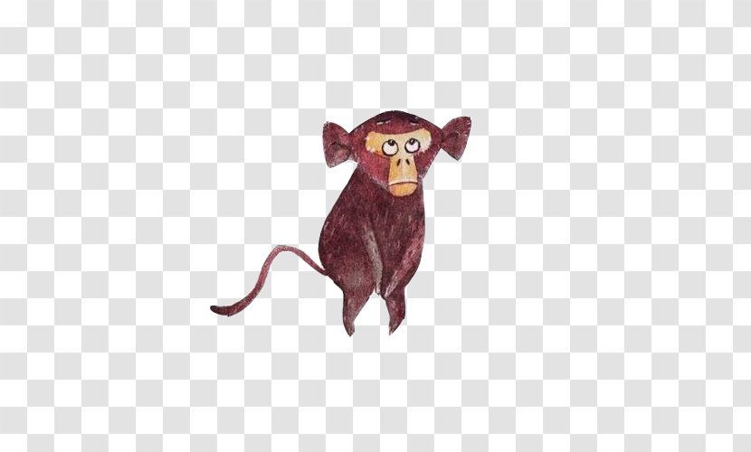 Ape Monkey Watercolor Painting - Mouse - Shy Hand Transparent PNG