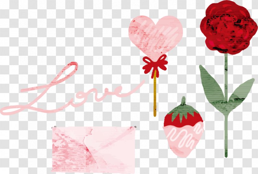 Rose Valentines Day Love Watercolor Painting - Vector Transparent PNG