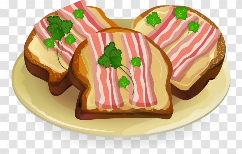 Bacon Toast Cheese Sandwich Barbecue Breakfast - Dessert - Vector Painted Bread Transparent PNG