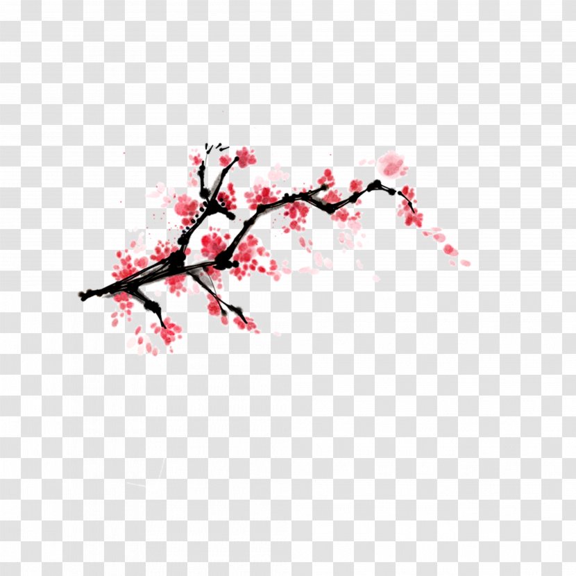 Ink Wash Painting Plum Blossom - Brush Transparent PNG