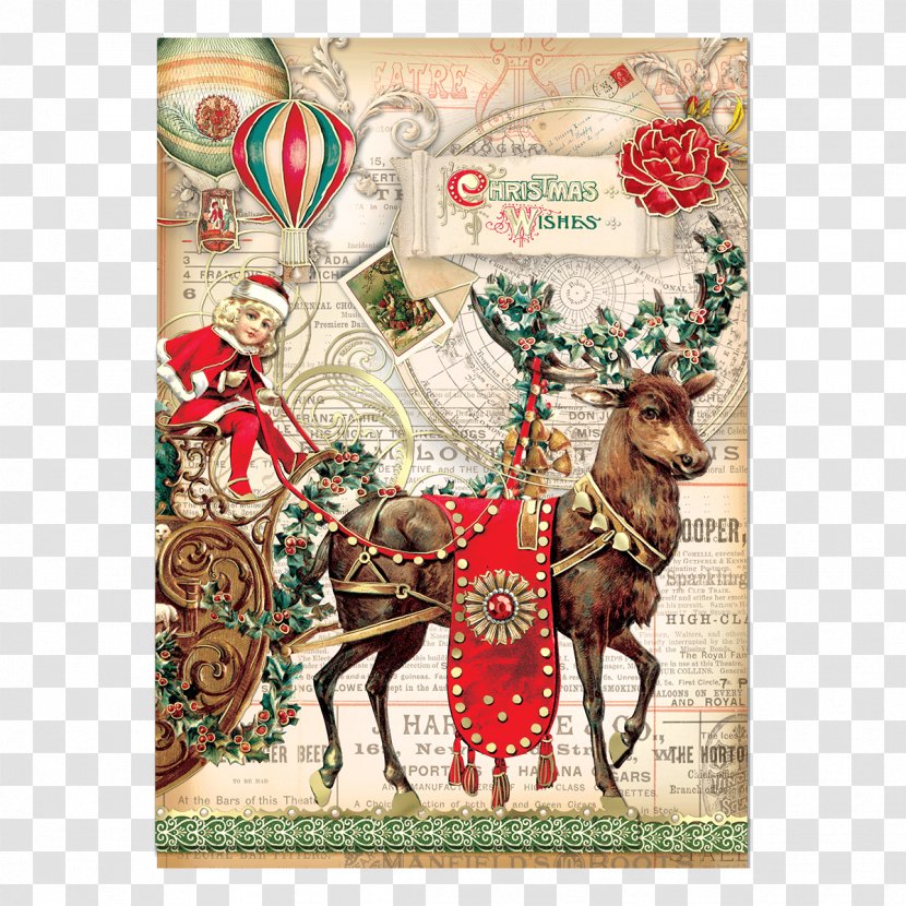 Christmas Ornament Reindeer Santa Claus Card Greeting & Note Cards - Gong Xi Fa Cai Transparent PNG