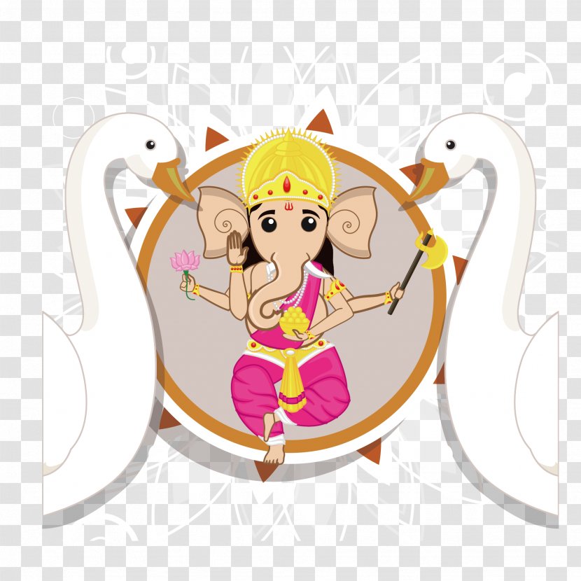 Ganesha Ganesh Chaturthi Clip Art - Frame - Vector Elephant Swan Transparent PNG