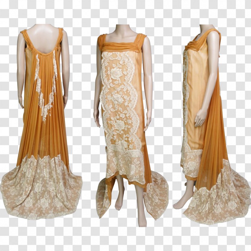 1920s Wedding Dress Evening Gown Costume Design - Peach Transparent PNG