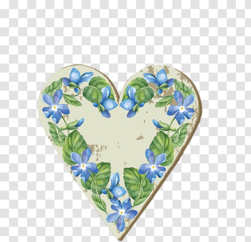 Flower Heart - Blue - Flowers Love Wood Transparent PNG