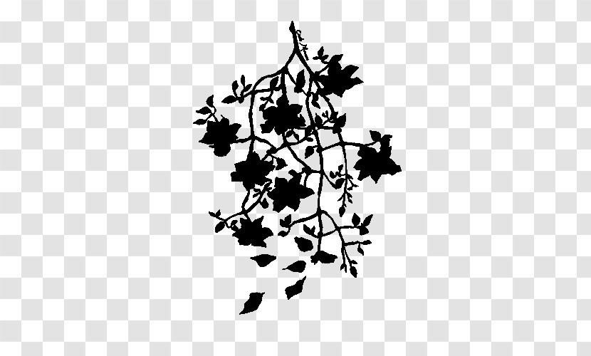 Font Pattern Flower Line Leaf - Blackandwhite - Branching Transparent PNG
