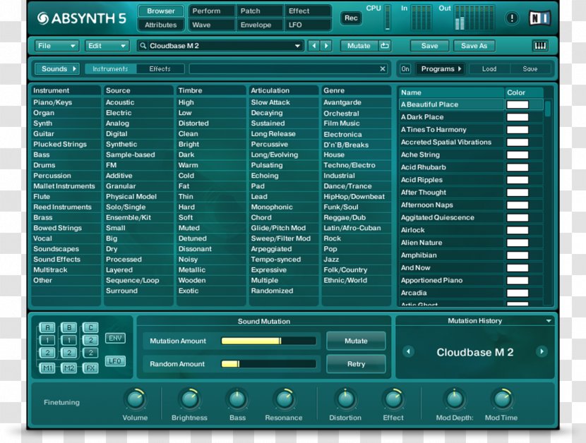 Absynth Native Instruments Virtual Studio Technology Guitar Rig Software Synthesizer - Frame - Musical Transparent PNG