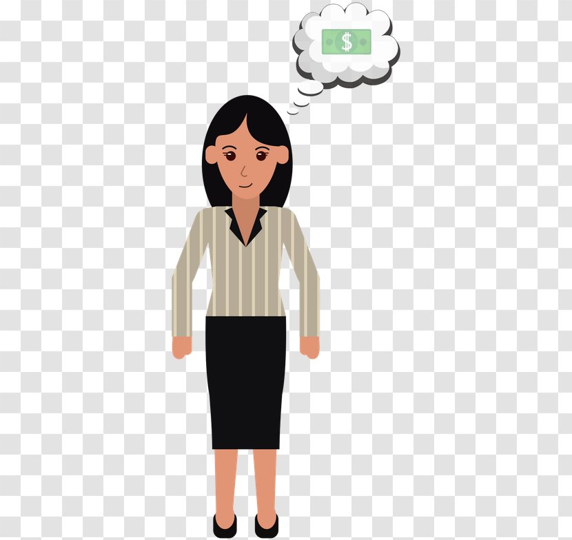 Cartoon Standing Gesture Finger Black Hair - Uniform Sleeve Transparent PNG