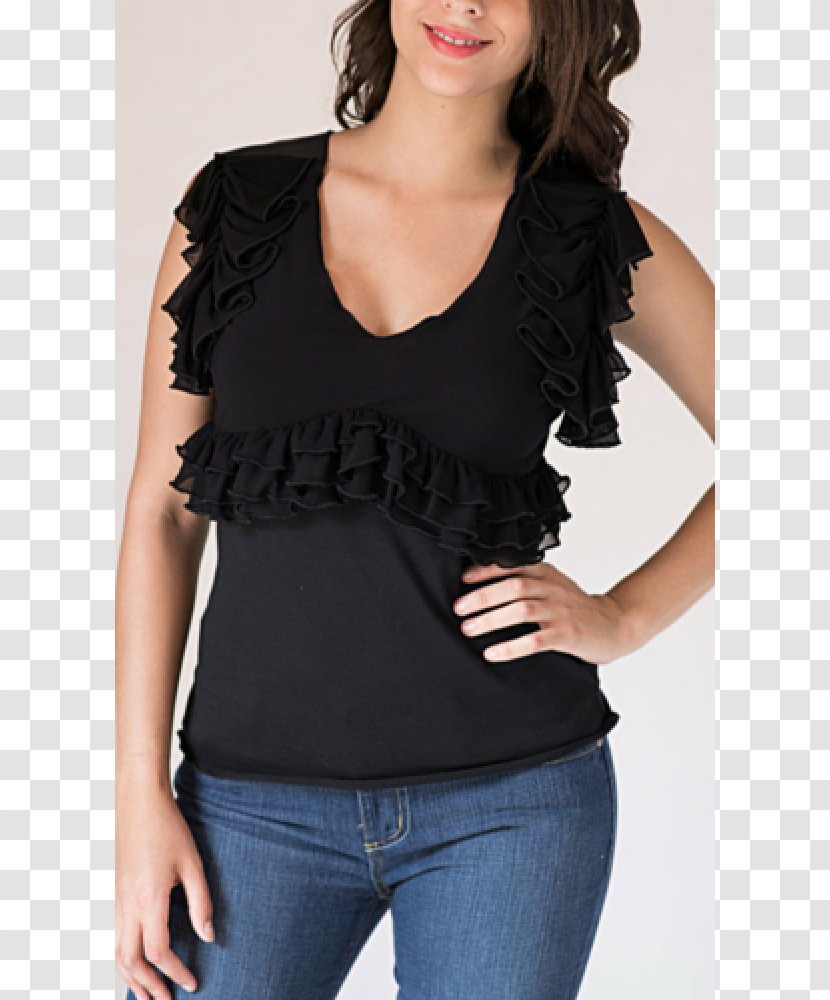 Sleeve Shoulder Blouse Black M - Rock Top Transparent PNG