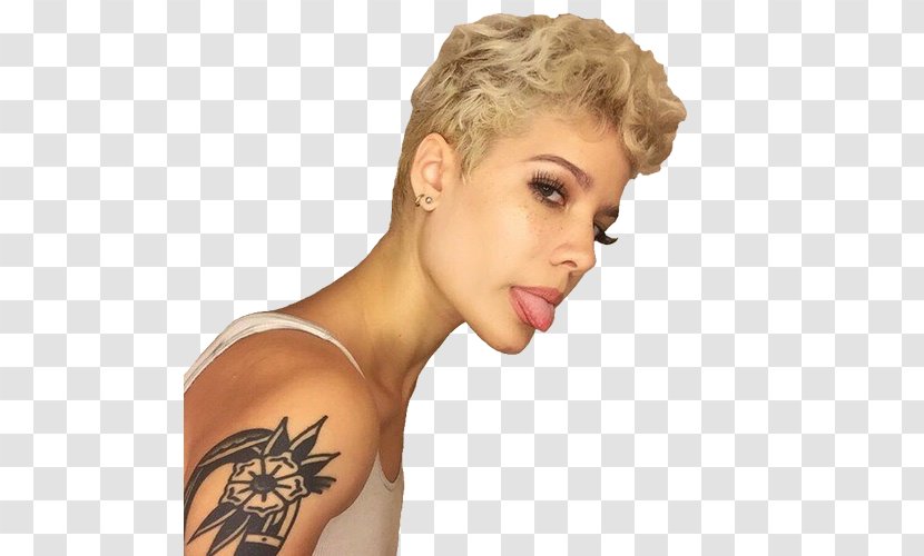 Halsey Pixie Cut Blond Blue Hair Hairstyle - Heart Transparent PNG