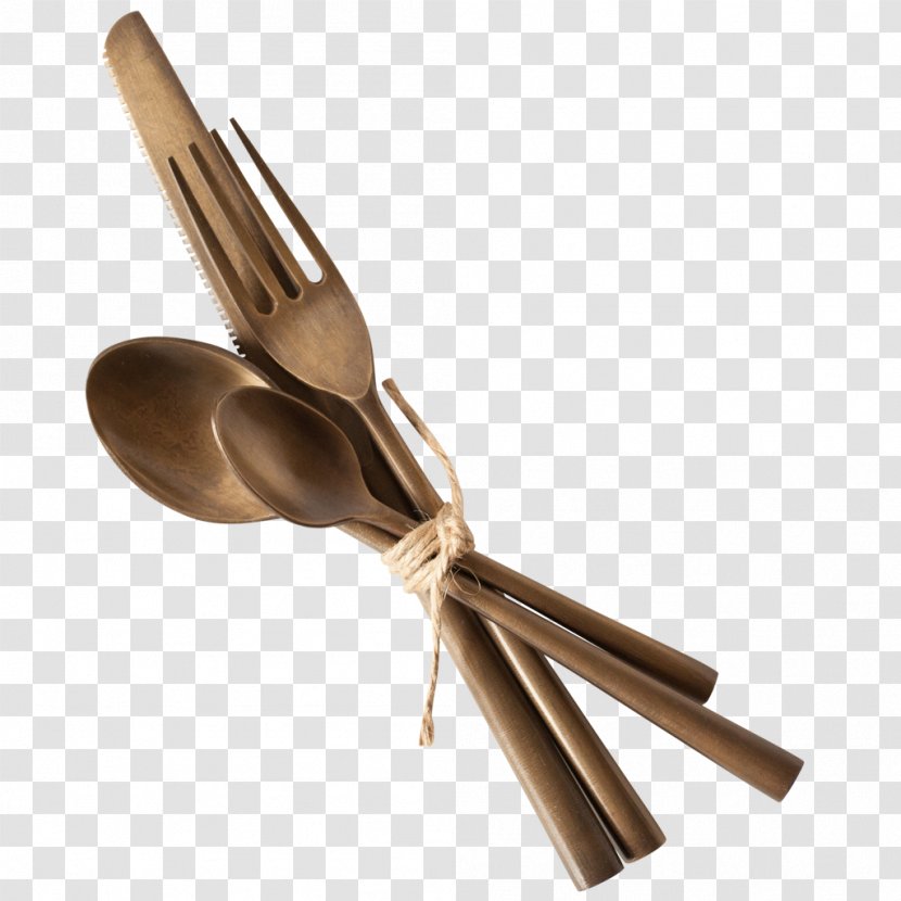 Cutlery Knife Tool Fork Dessert Spoon - Brass Transparent PNG