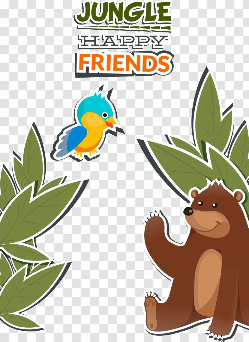 Bird Poster Vecteur Illustration - Frame - Bear With Birds Vector Transparent PNG