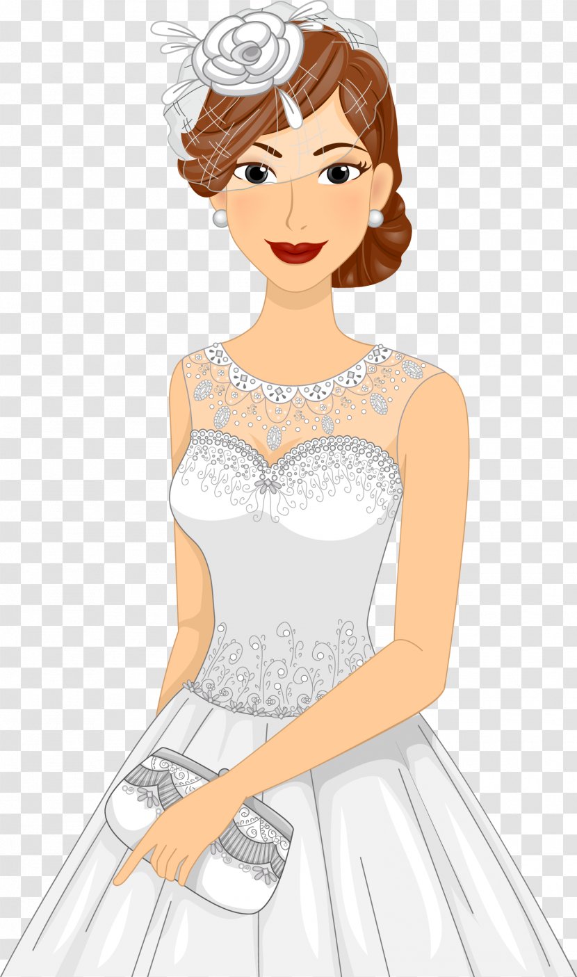 Bride Wedding Dress - Flower - Vector Cartoon Transparent PNG