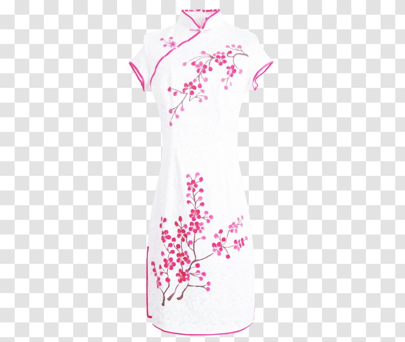T-shirt Cheongsam Skirt - Woman - Plum Blossom Dress Picture Material Transparent PNG