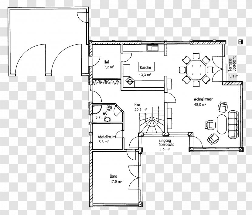 Floor Plan House Architectural Engineering Technical Drawing Massivbau - Sunroom Transparent PNG