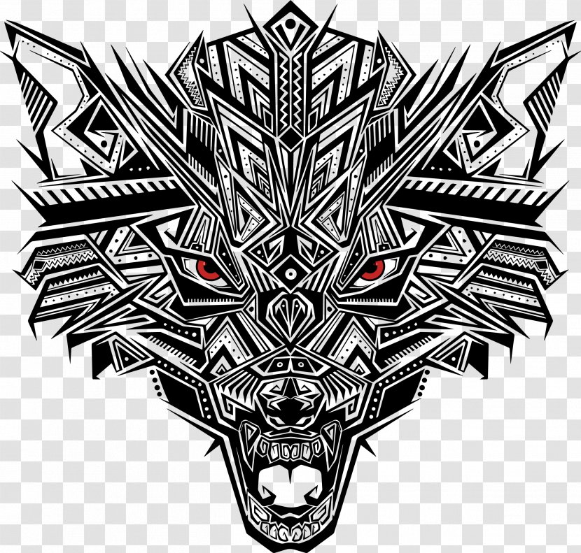 Euclidean Vector - Symbol - Black Abstract Puzzle Wolf Head Transparent PNG