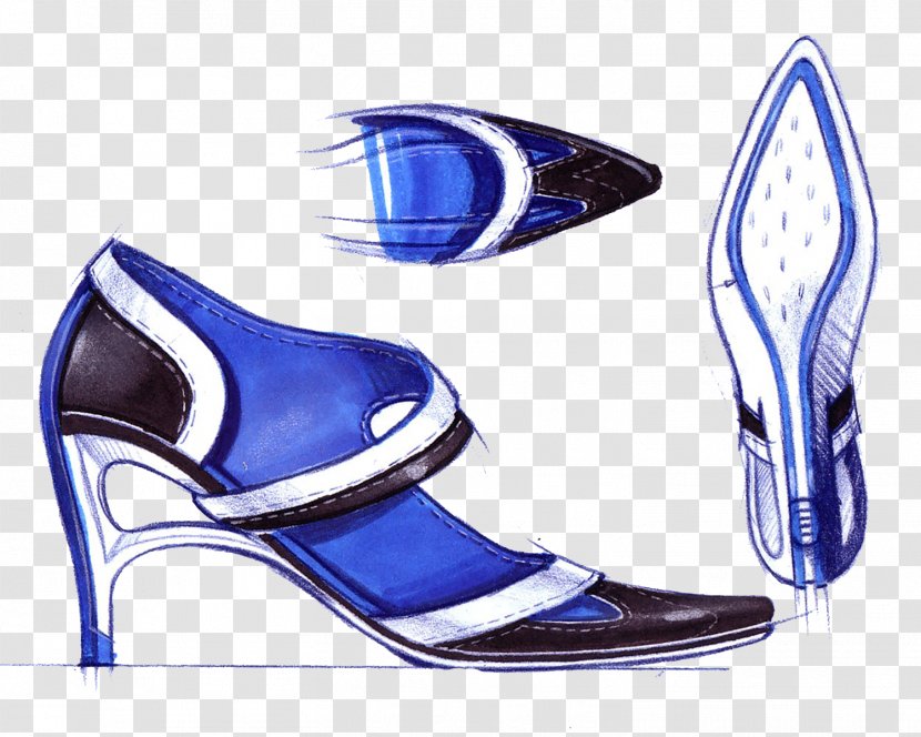 Slipper High-heeled Footwear Blue Shoe - Football Boot - Hand Painted High Heels Transparent PNG