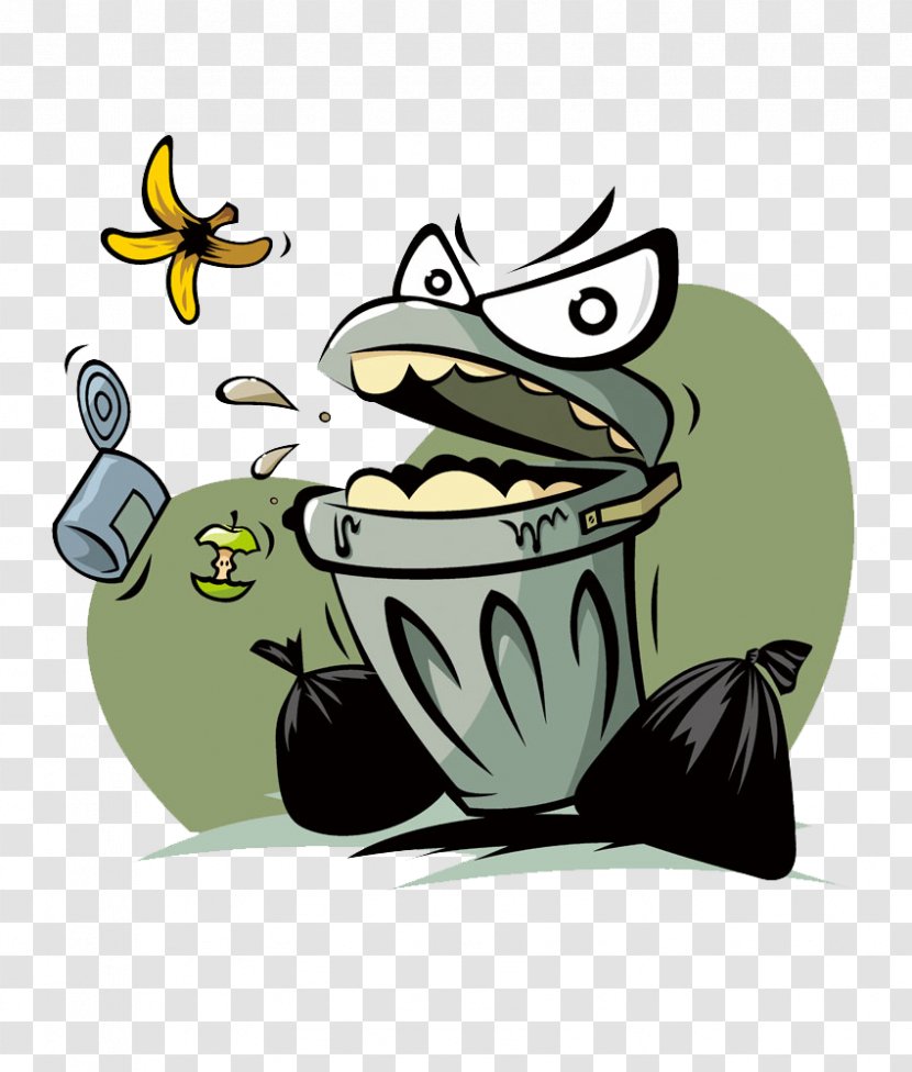 Paper Waste Cartoon - Copywriting - Trash Can Open Mouth Buckle Material Transparent PNG