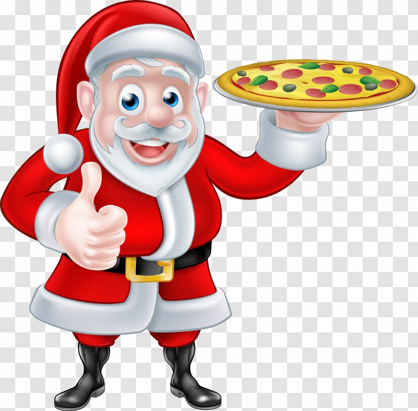 Pizza Santa Claus Take-out Italian Cuisine Christmas - Fictional Character - Vector Transparent PNG