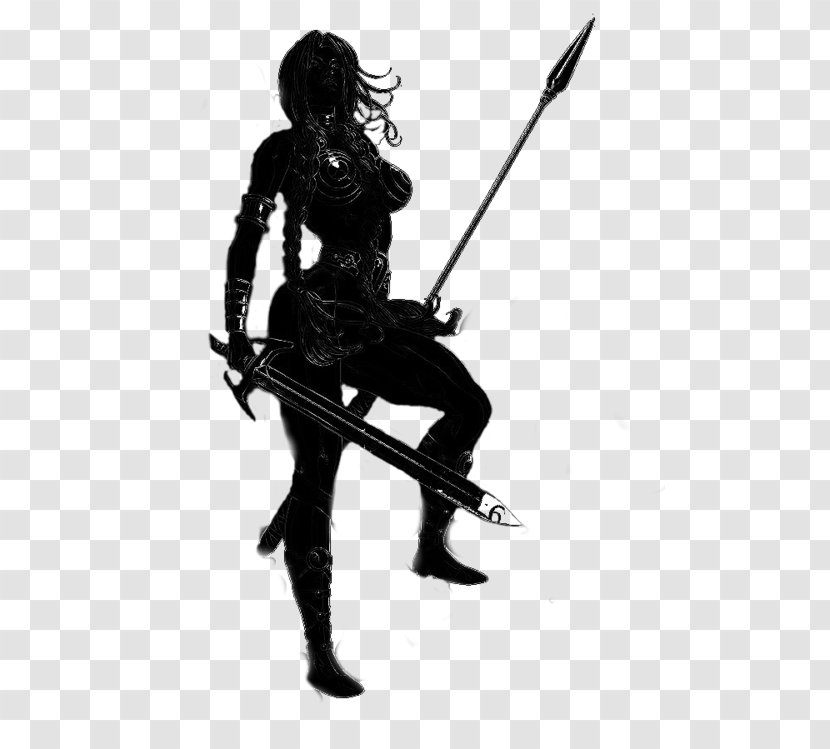 Electric Guitar Spear Silhouette Weapon Black - And White - Feminism Misandry Transparent PNG