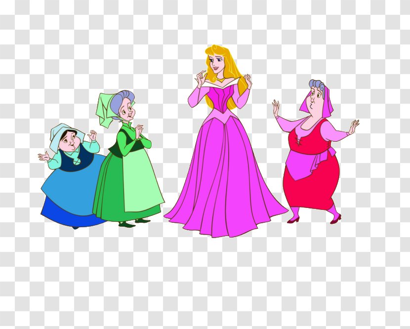 Princess Aurora Flora, Fauna, And Merryweather Fairy Godmother Clip Art - Sleeping Beauty - Cliparts Transparent PNG