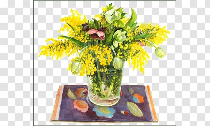 Flower Bouquet Yellow Vase - Vegetarian Food Transparent PNG