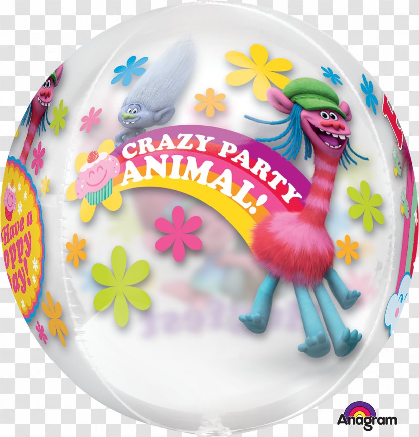 Balloon Trolls Birthday Guy Diamond Party - Beach Ball Transparent PNG