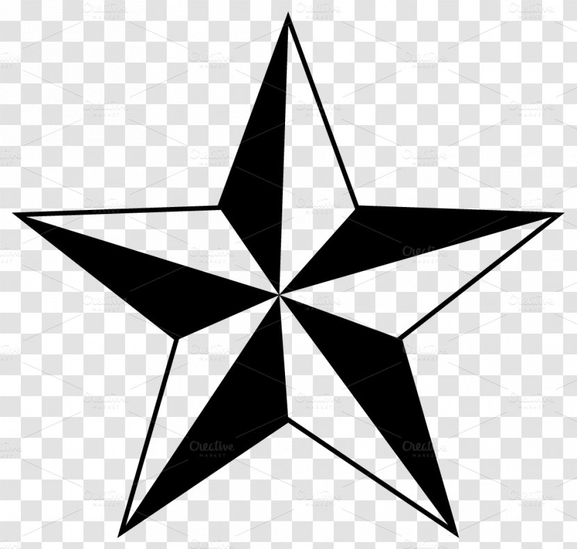 Nautical Star Clip Art Tattoo Openclipart - Black And White - Creative Illustrations Transparent PNG