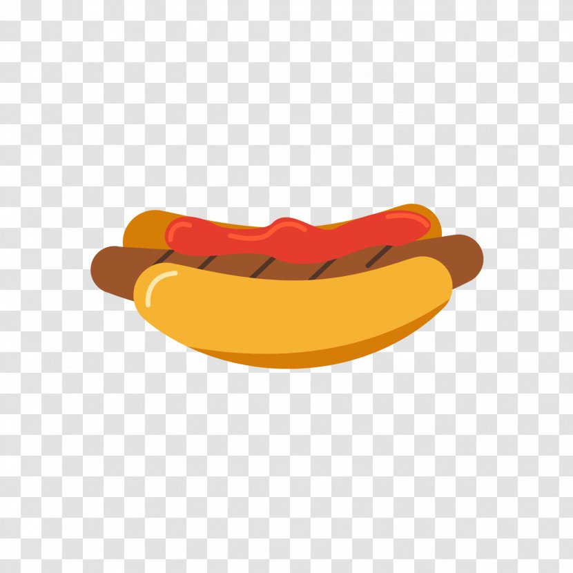 Hot Dog Sausage Bun Fast Food - Flat Design - A Yellow Transparent PNG