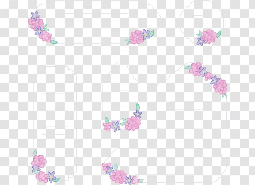 Vintage Hand-painted Flowers Border - Point - Lilac Transparent PNG