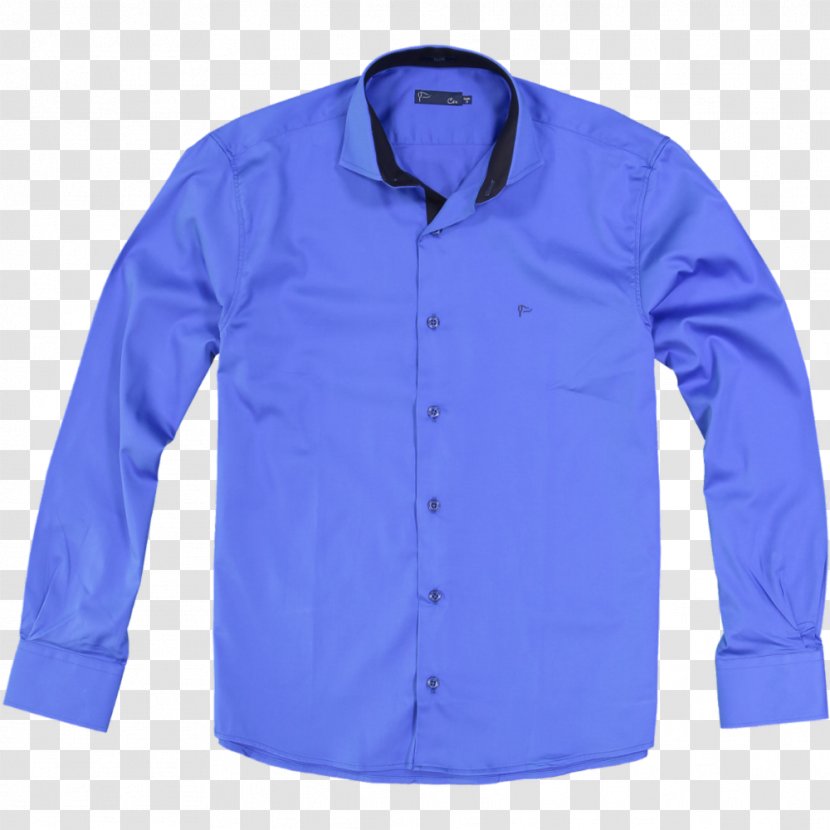 Long-sleeved T-shirt Dress Shirt Collar - Azure Transparent PNG
