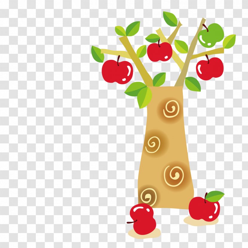 Cartoon TEFL Child English Alphabet - Food - Red Apple Tree Transparent PNG