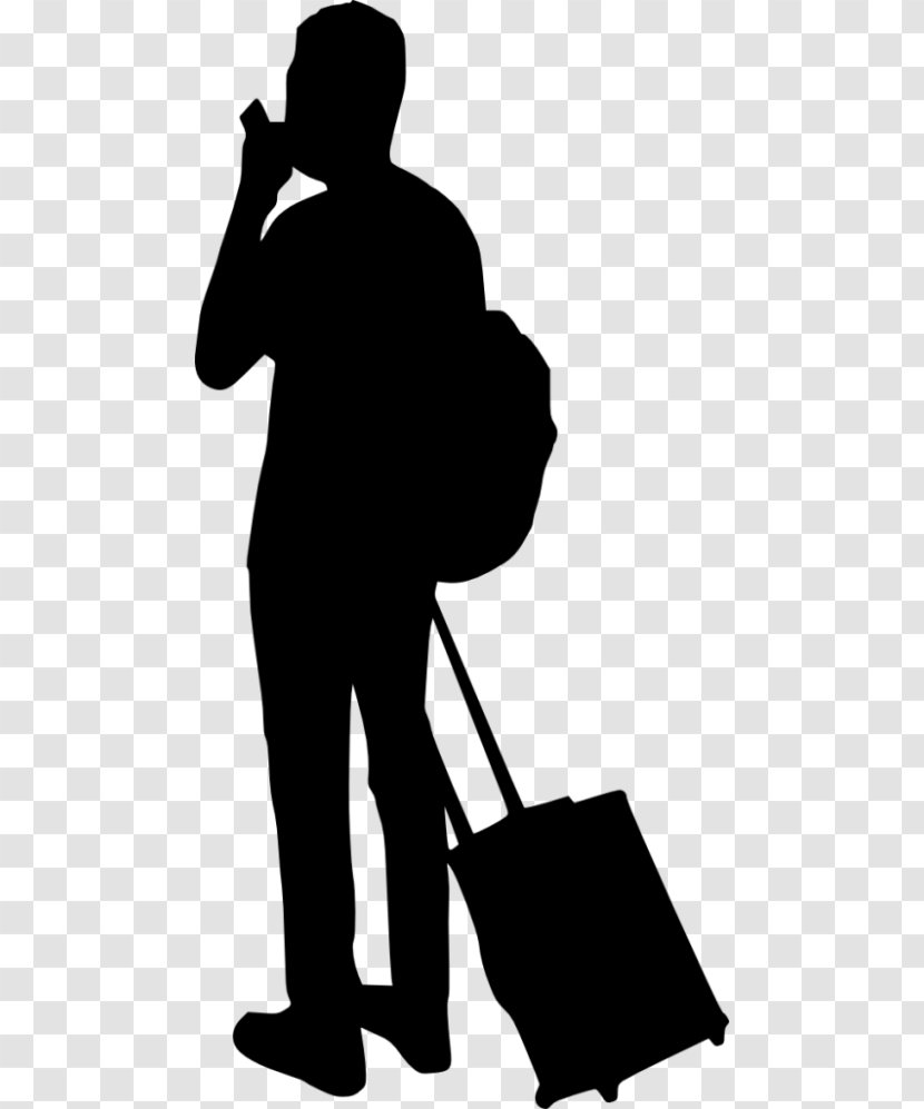 Silhouette Clip Art - Black And White - People With Luggage Transparent PNG