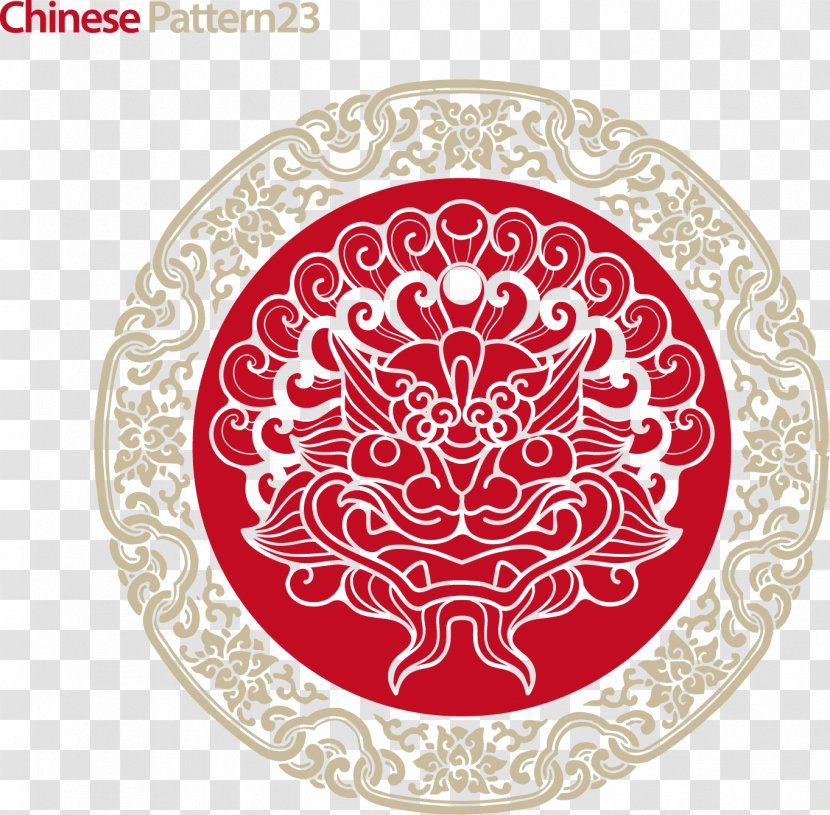 Chinese Dragon Motif Papercutting Chinoiserie - Area - New Year Pattern Transparent PNG