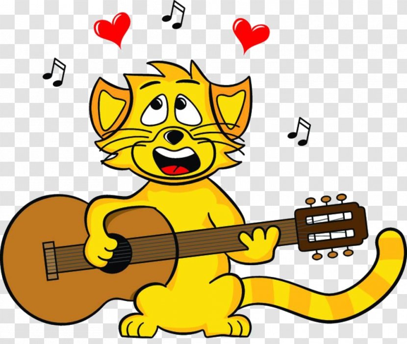 Drawing Royalty-free Clip Art - Royaltyfree - Cartoon Cat Playing Guitar Transparent PNG