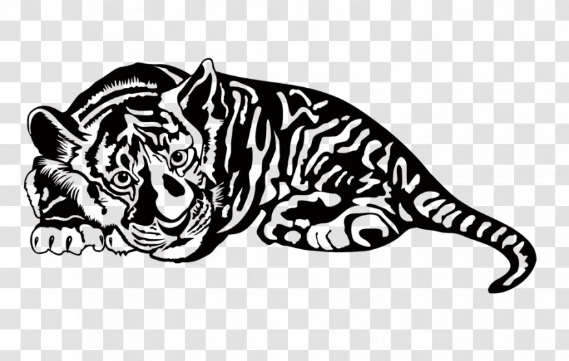 Sumatran Tiger Chinese Zodiac Clip Art - Black And White Transparent PNG