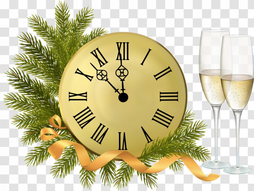 New Year's Day Christmas Eve - Tree - Clocks Transparent PNG