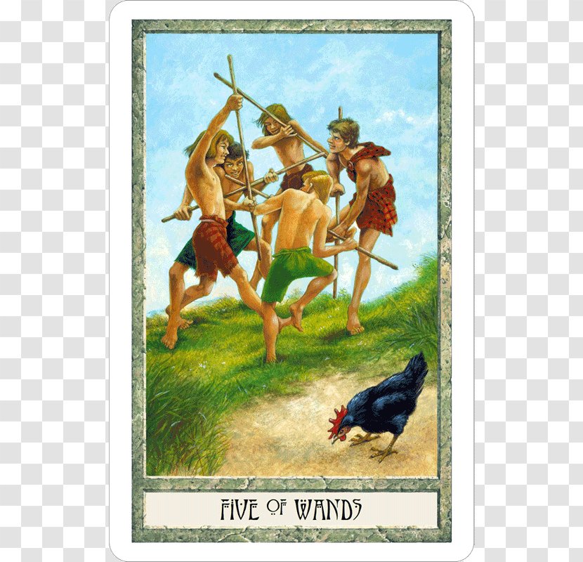 The Druid Craft Tarot Druidcraft Five Of Wands Playing Card Transparent PNG